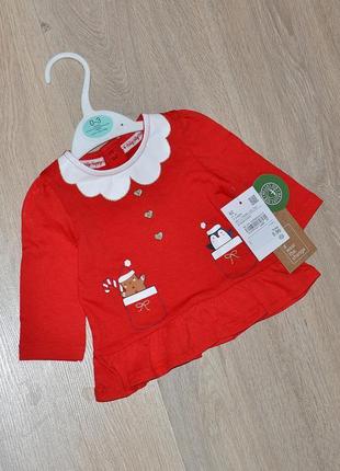 Новорічний лонгслів c&a 0-3 міс. кофта красива ошатна кофточка реглан пінгвін пряниковий чоловічок санта олень распашенка боді бодік george primark