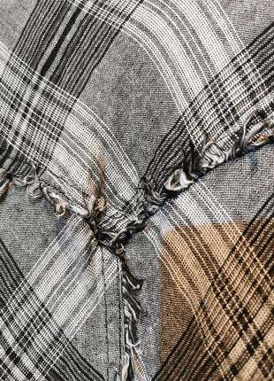 Льняная юбка миди в клетку расклешенная лен с бахромой per una4 фото