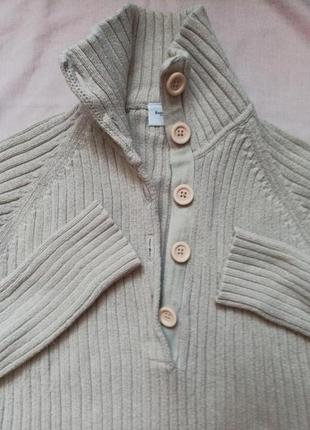 Бавовняний теплий светр молочного кольору з високим коміром від boomerang10 фото