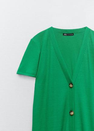 Довга сукня плаття zara зелена на ґудзиках жіноча6 фото