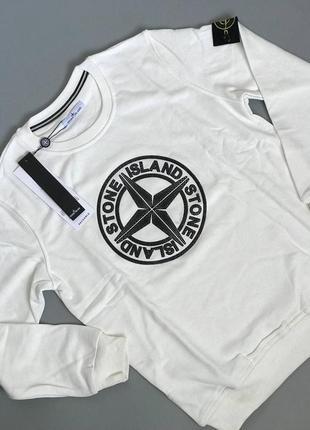 Свитшот stone island белого цвета2 фото