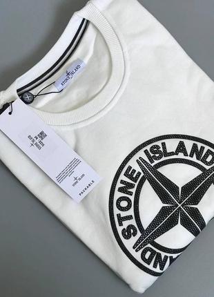 Свитшот stone island белого цвета5 фото