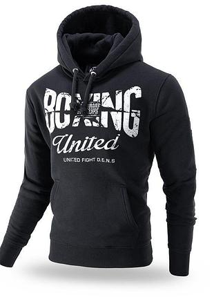 Мужское черное худи с капюшоном dobermans aggressive boxing kangaroo (m)