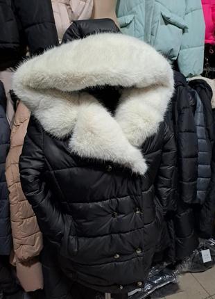 Демісезонна куртка з хутром норка пуховик  євро-зима1 фото
