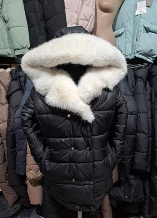 Демісезонна куртка з хутром норка пуховик  євро-зима5 фото