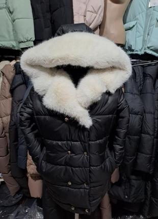 Демісезонна куртка з хутром норка пуховик  євро-зима2 фото