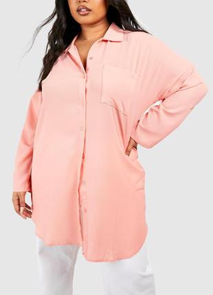 Нежно-розовая просторная блуза-рубашка1 фото
