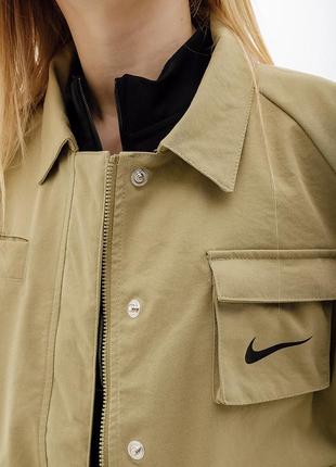 Женская куртка nike w nsw swsh jkt wvn бежевый s (7dfd1130-276 s)3 фото