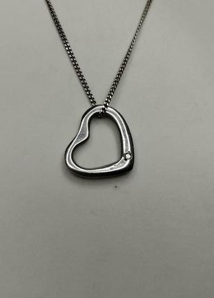 Срібна підвіска кольє серце з вставкою кристал англія