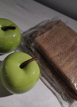 Декор для дома керамические яблоки тканый мешок