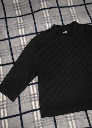 Базовий топ xs/s від vero moda чорний кроп-топ гольф водолазка в рубчик американка