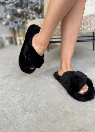 Тапочки капці кімнатні пухнасті жіночі гламурні хутряні теплі м'які 4 кольори