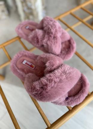 Тапочки капці кімнатні пухнасті жіночі гламурні хутряні теплі м'які 4 кольори