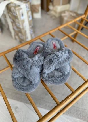 Тапочки капці кімнатні пухнасті жіночі гламурні хутряні теплі м'які 4 кольори