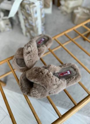 Тапочки капці кімнатні пухнасті жіночі гламурні хутряні теплі м'які 4 кольори