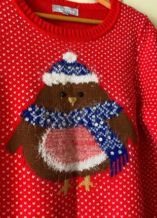 Свитер красный, свитер новогодний, свитер праздничный, свитер теплый3 фото