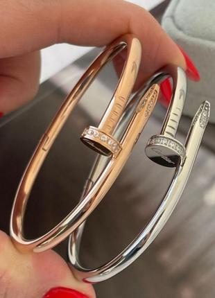 Браслет цвях в стилі cartier в золотому  і в сріблому кольорі медична сталь ювелірна сталь  stainless steel1 фото