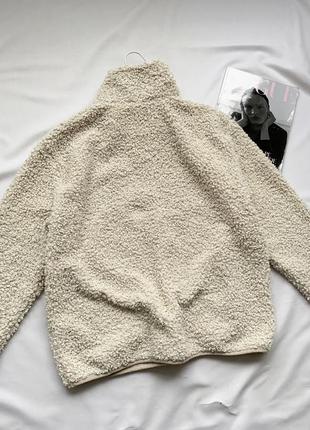 Толстовка, кофта, шерпа, свитер, тедди, молочная, белая, h&m3 фото