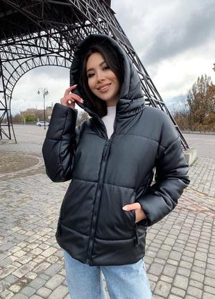 Женская зимняя куртка беж, капучино, черная8 фото