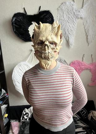 Маска череп костяной, резиновая маска, реалистичная, маска с костями2 фото