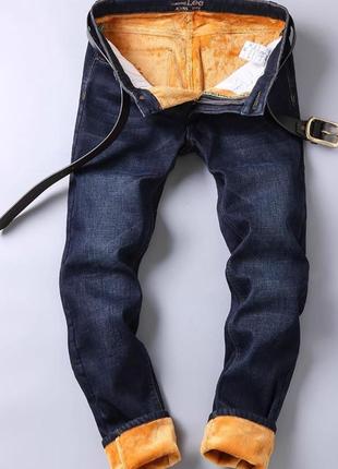 Утепленные зимние мужские джинсы на флисе размер 382 фото