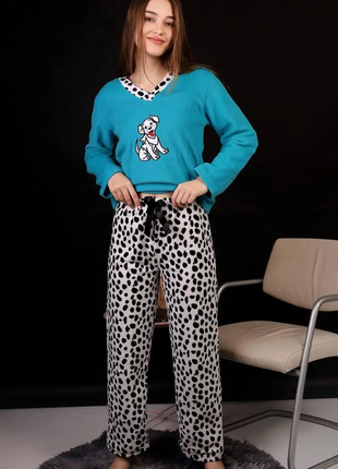 Пижама женская голубая кофта и штаны код п812
