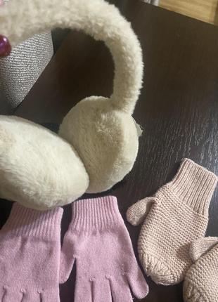 Набор 3/5р рукавички теплые наушники