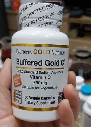 Gold c буферизованный витамин с, 750 мг, сша, аскорбат натрия, 60 капсул2 фото