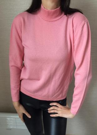 Розовый свитер шерстяной воротник стойка blue & white4 фото