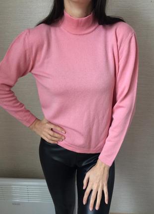Розовый свитер шерстяной воротник стойка blue & white5 фото
