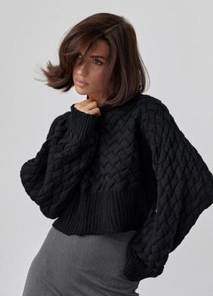 Укорочений светр з цільнокроєними рукавами2 фото