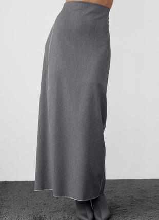 Длинная юбка-карандаш с высоким разрезом - серый цвет, l (есть размеры)6 фото
