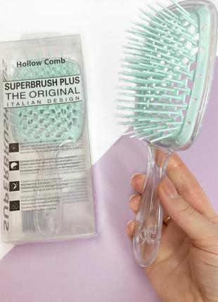 Гребінець для волосся superbrush plus hollow comb, прозорий/м'ятний3 фото