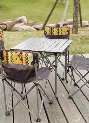 Туристичний стіл для пікніка grand picnic, розкладний стіл + 4 стільці зі спинками в чохле3 фото