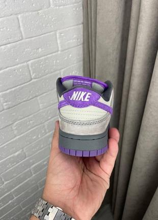 Зимние женские кроссовки nike sb dunk low winter grey purple fur серого с фиолетовым цветом с мехом6 фото