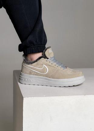 Мужские кроссовки nike air force low зимние с мехом