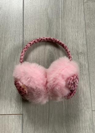 Головной убор на уши ушки шапка ( вместо шапки) розовые мягкие и теплые