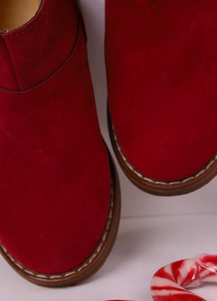 Детские ботиночки-болочки девочки красные мех5 фото