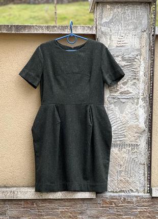 Cos оригинальное эксклюзивное теплое платье шерсть шелк вискоза зеленый 40р.4 фото