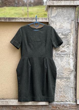 Cos оригинальное эксклюзивное теплое платье шерсть шелк вискоза зеленый 40р.2 фото