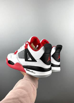 Nike air jordan 4 retro white   red fur