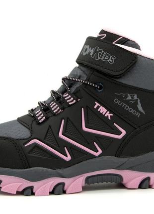 Термо ботинки для девочки tom kids черно-розовый (tk532 black-pink (31 (19,5 см))