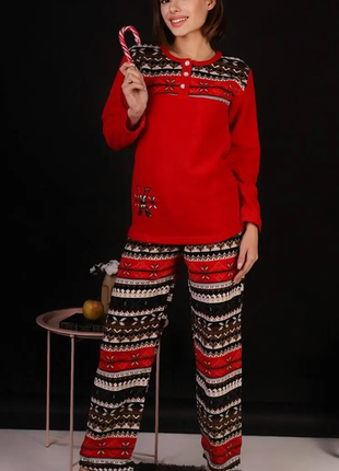 Пижама женская красная кофта и штаны код п813