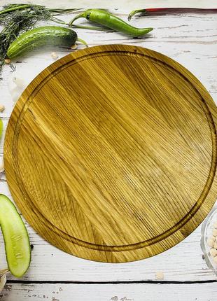 Дерев’яна тарілка для подачі блюд, менажниця двостороння 35 см2 фото