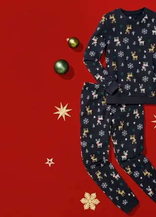 Бавовняна піжама з новорічним принтом pepperts