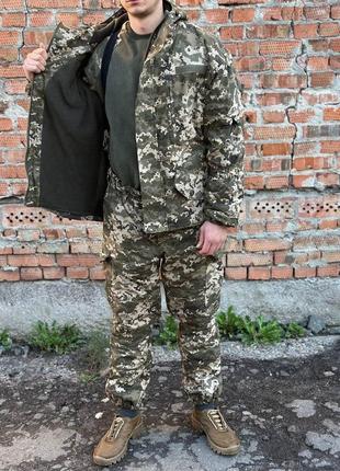 Теплий костюм горка піксель на флісі  військовий8 фото