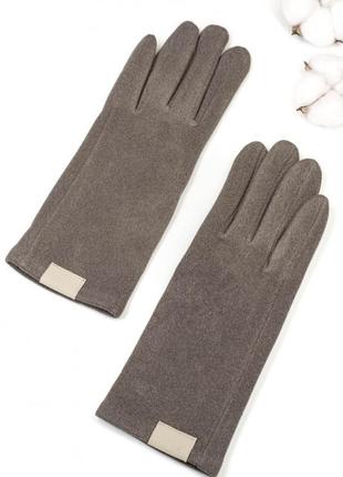 Светло-коричневые однотонные перчатки из кашемира1 фото