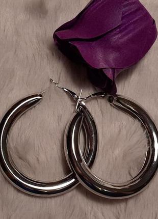Сережки кільця конго, колір срібло