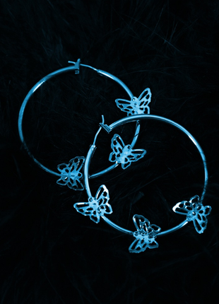 Серьги кольца с бабочками