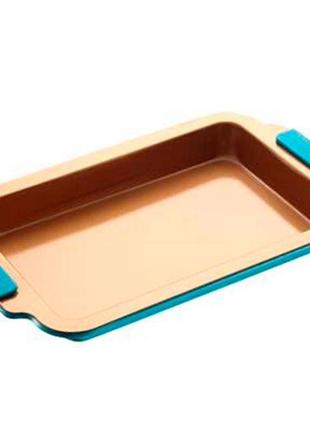 Форма-деко для випічки maxmark з ручками керамічне gold покриття 36,5*23,2*3,8см мк-go-365-